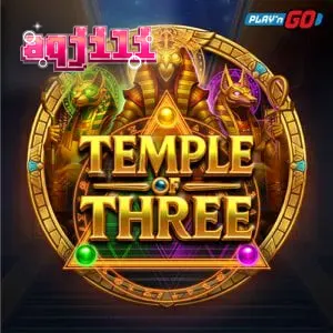 Temple of Three slot machine interface na nagpapakita ng 3x3 grid at Egyptian theme.